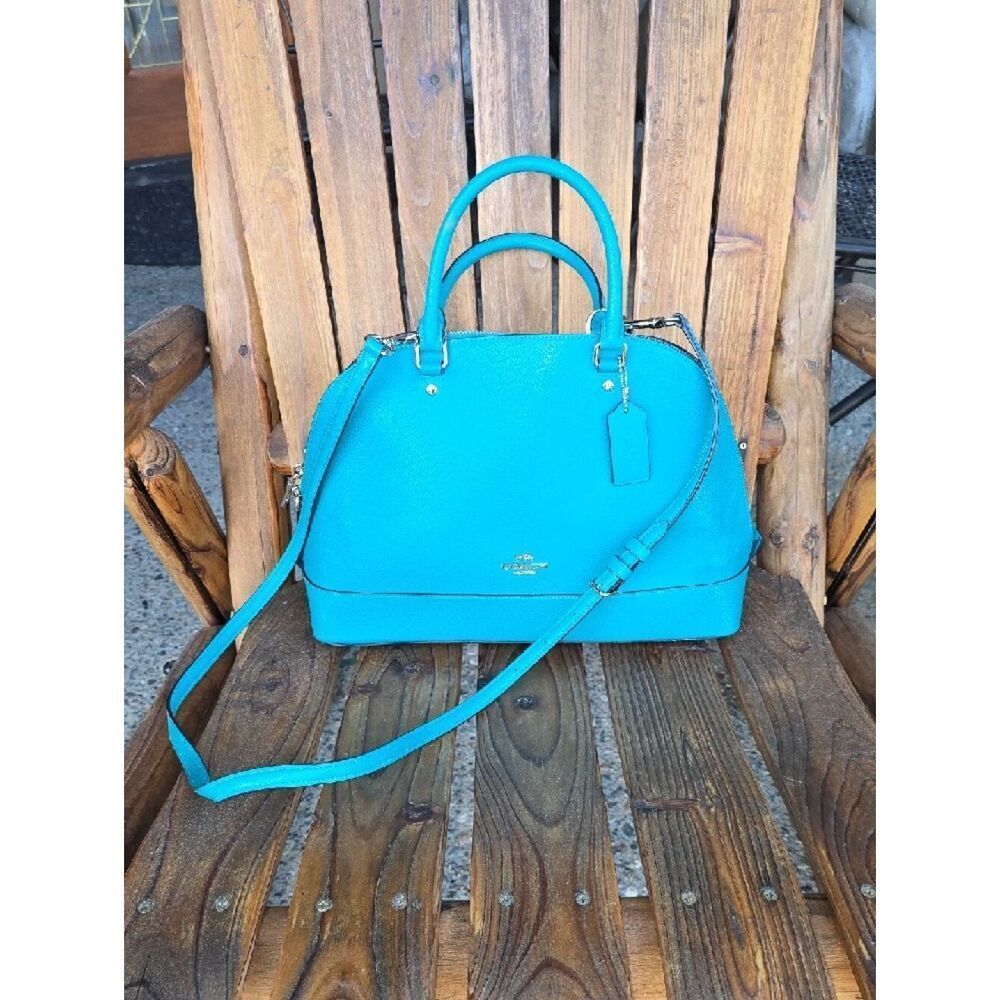Coach Turquoise Dome Satchel - Structured Leather Handbag - Picture 13 of 16